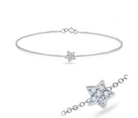 Sparkling Star with CZ Stones Silver Bracelet BRS-61